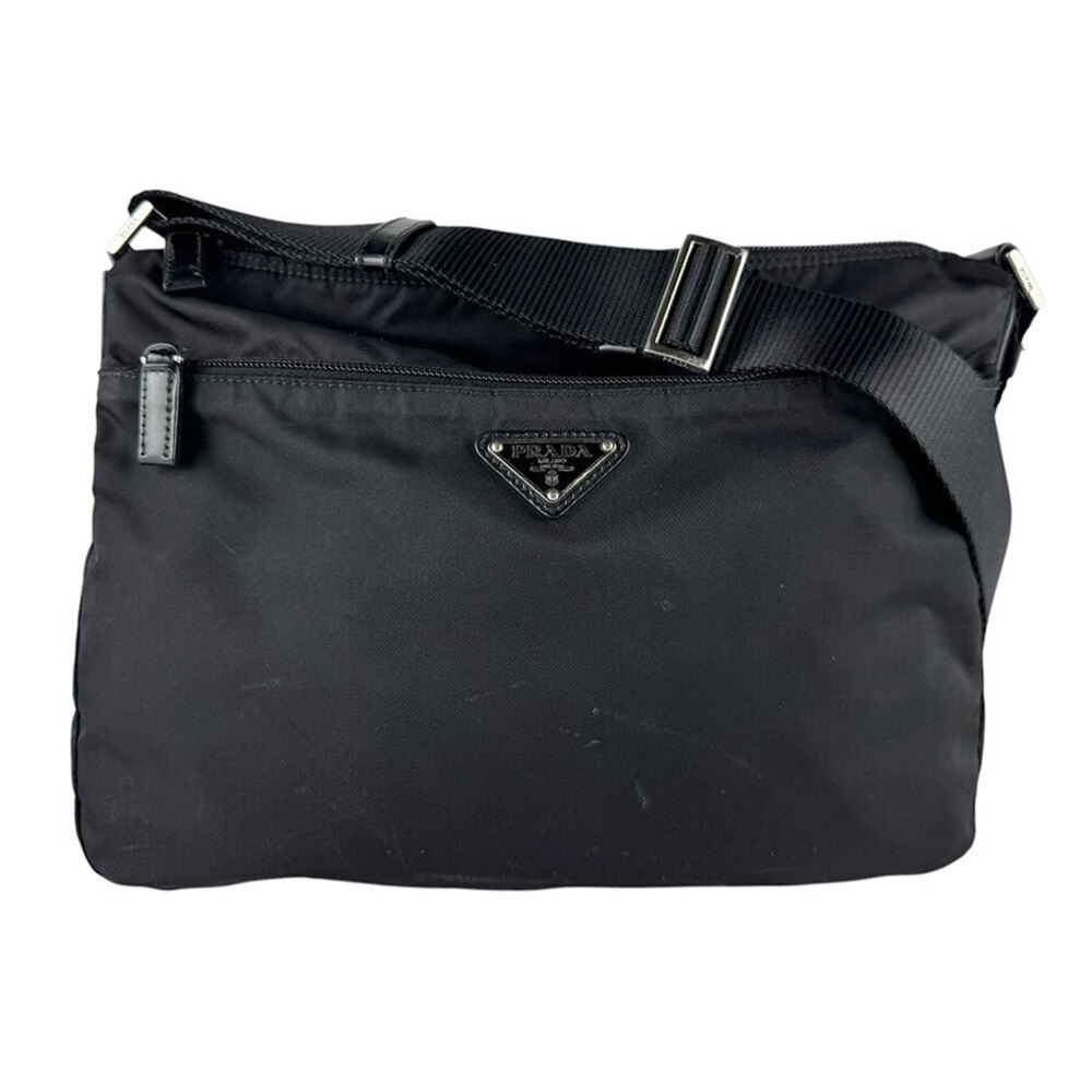 Prada Tessuto Saffiano Leather Shoulder Bag Black